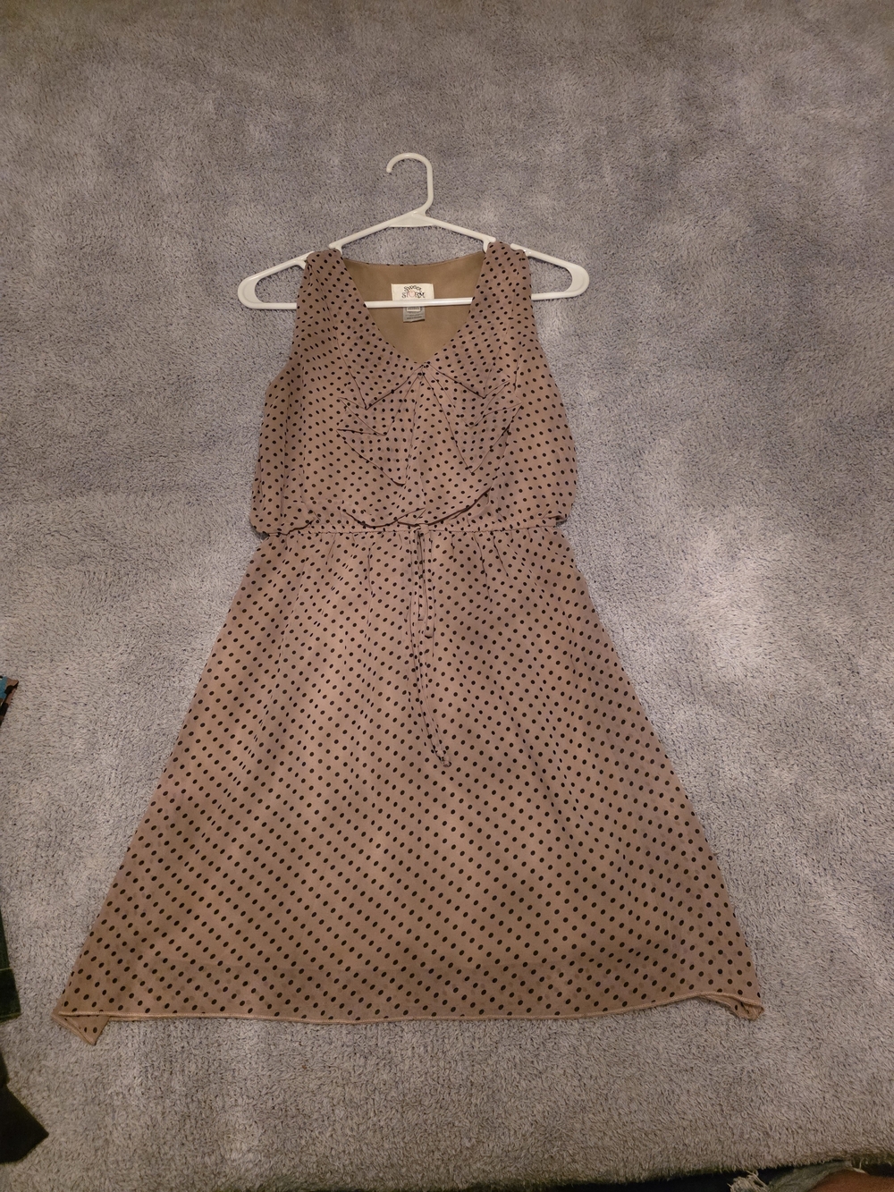 Sweet Storm Beige Brown Polka Dot Midi Dress